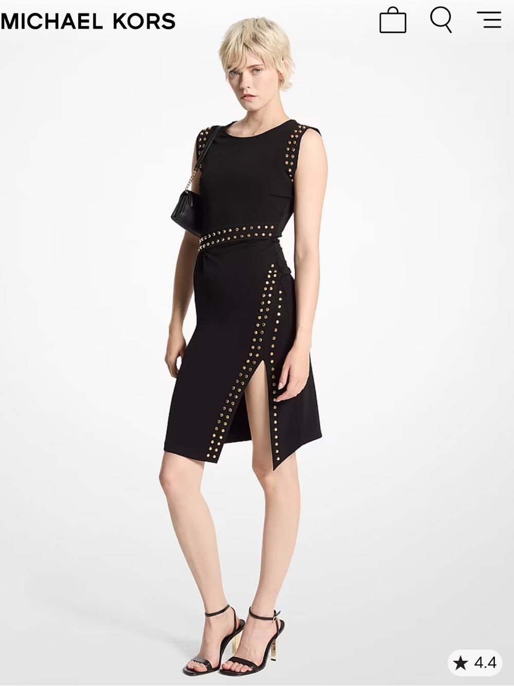MICHAEL MICHAEL KORS NWT Astor Studded Matte Jersey Side Slit Midi Dress